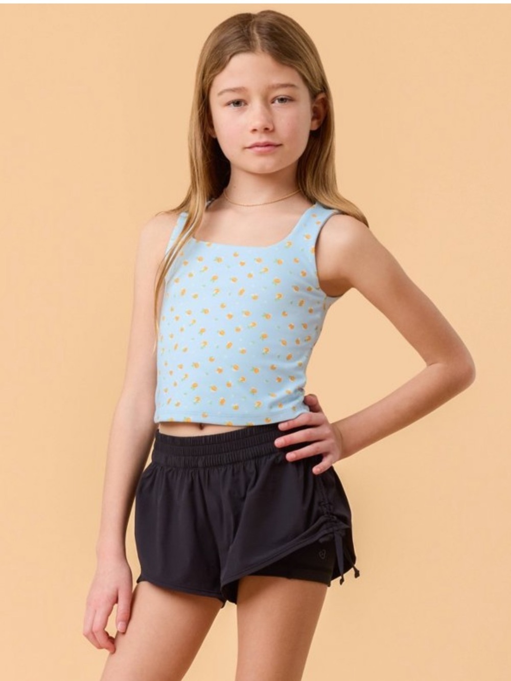 Blogilates Girls' Mommy & Me Ruffle Back
Tank Top - Blue Citrus Print M (8) NWT